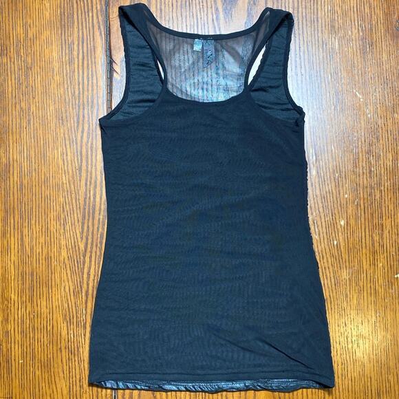BKE Black Zebra Metallic Textured Tank Top Sheer Back Size S Grunge Alt Rock Emo - Picture 5 of 7